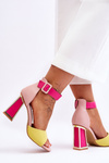 Elegant High Heel Sandals Pink-Yellow Sorel