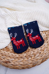Women's Non-Slip Christmas Socks Navy Blue With Reindeer