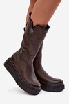 Women's Leather Boots with Wool Zazoo 70121 Chocolate