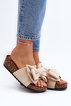 Women's Clogs on Cork Platform with Bow Beige Tarena