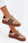 Women's Platform Sneakers Made of Natural Suede Beige Eldira