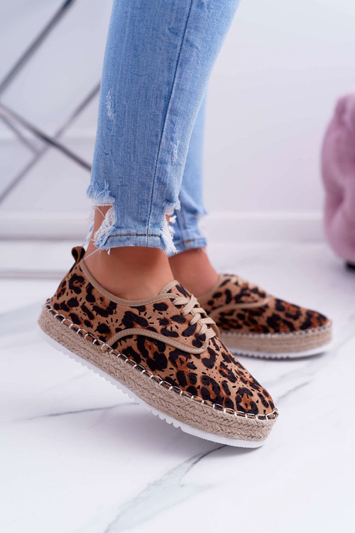 Espadrilles Women's Lace-up Suede Leopard MyShoes