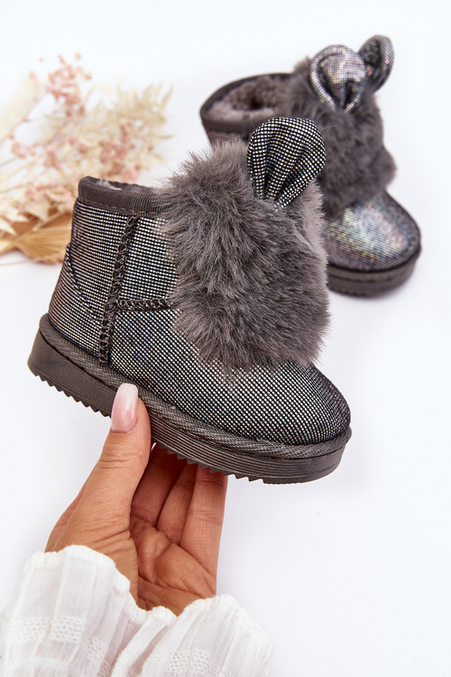 Children's snow boots with fur lining and ear details gray Betty