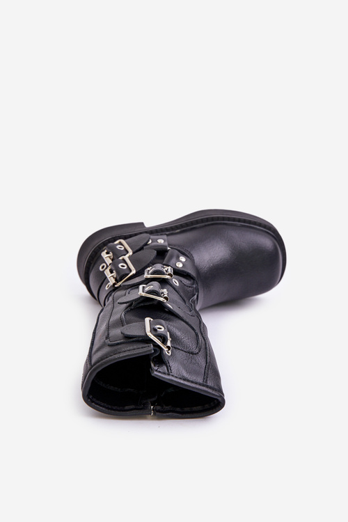 Boots Ankle Boots Girls With Buckles Eco Leather Black Rinetha
