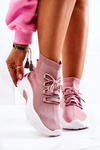 Buty Sportowe Skarpetkowe Wiązane Różowe KeSports
