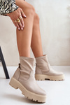 Zazoo 2947 Slip-on Women's Boots Made of Natural Leather Beige