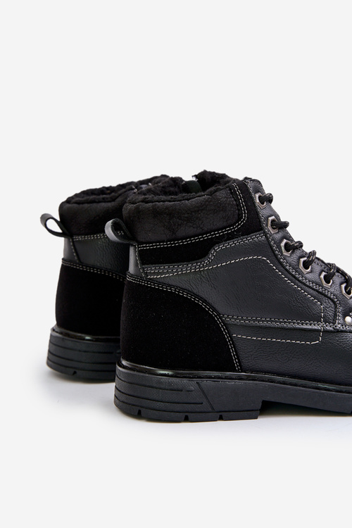 Insulated men's boots made of eco leather black Venredia