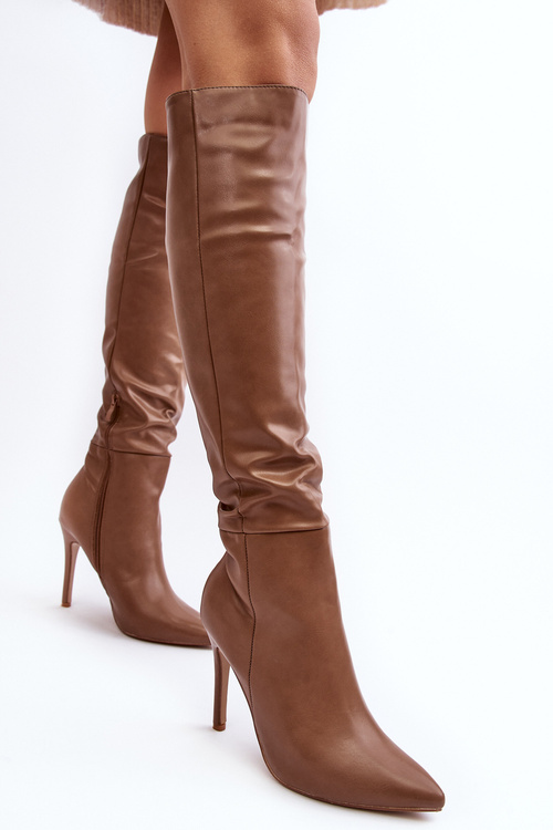 Women's High Heel Boots Dark Beige Sirenpha