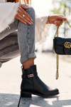 Women's Leather Boots With Straps Black Minks