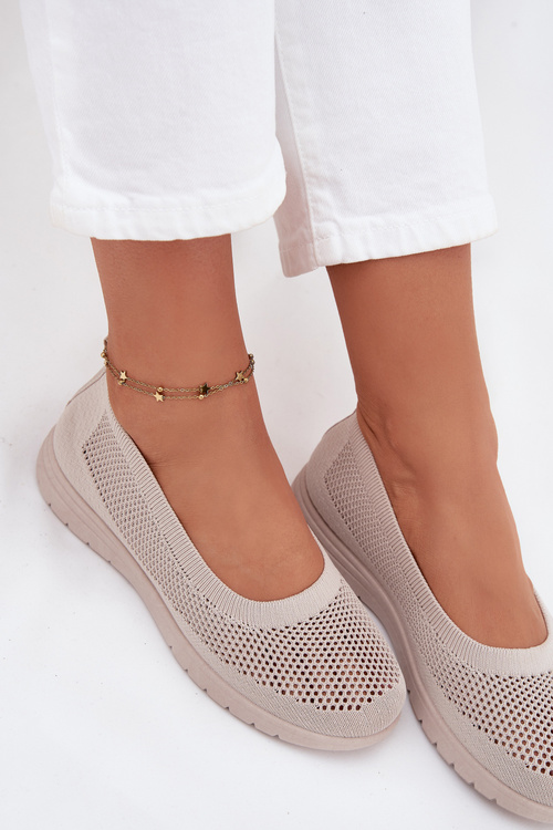 Ladies Mesh Ballerinas In Sporty Style Beige Virella