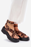 Women's Platform And Wedge Sandals In Leopard Print Brown Tenzorus