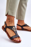 Leather Flat Sandals S.Barski KV-5541-32 Black