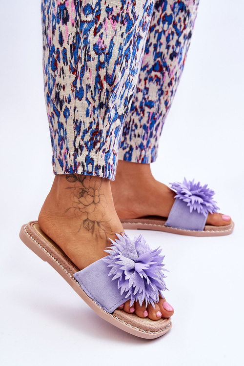Women's Suede Slippers With Decoration Violet Giorgia