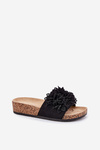 Women's sandals on cork platform black Elirna