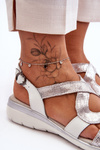 Women's Leather Sandals SBarski 97619 Silver
