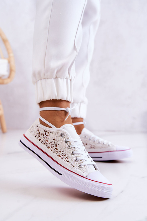 Women's fabric sneakers with openwork White Venture