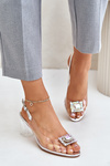 Transparent Sandals With Brooch On The Heel MR42-031 Silver