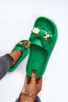 Women's Foam Flip Flops with Green Bow Salessa