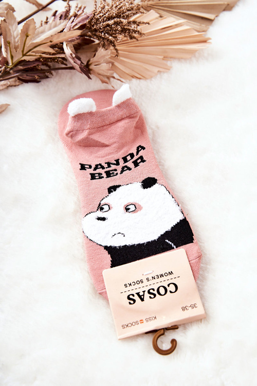 Ladies' Cotton Teddy Bear Socks COSAS Pink
