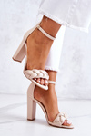 Leather Sandals On Heel Beige Henriett