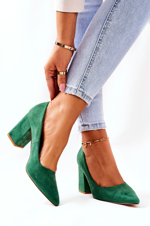 Pumps On Heel Suede Green Florena