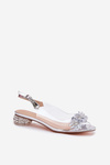 Transparent Sandals On Low Heel With Decoration D&A MR51-709 Silver
