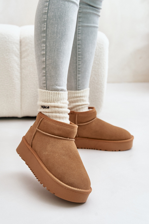 Women's Suede Snow Boots On Platform Camel Nereviana