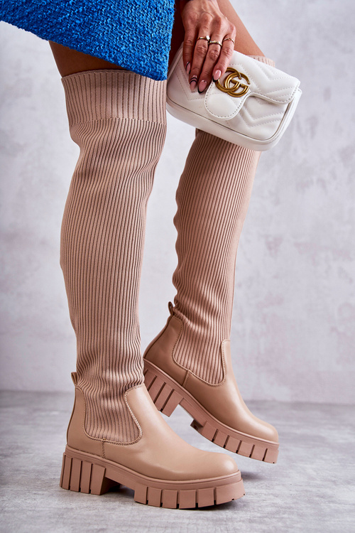 Women's High Boots Workers Beige Austin