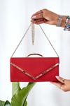 Elegant Clutch Bag With Chain Red