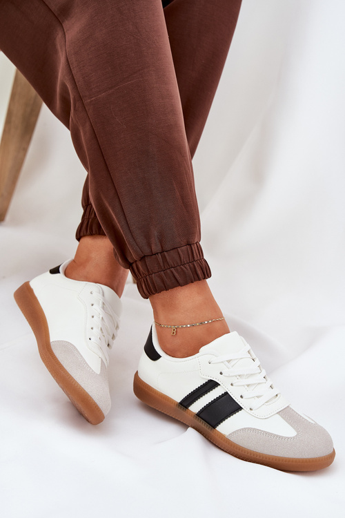 Sneakersy Damskie Niskie Eko Skóra Białe Nonalorin 