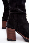 Women's Chunky Heel Ankle Boots with Fur Lining Black Alzeta
