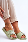 Women's Platform Slippers With Decoration Green Beneca