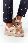Wedge Sandals With Drawstring Big Star HH274414 Golden