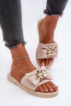 Women's Beige Slippers with Bow Arsicada