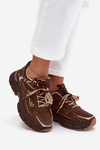 Women's Sports Sneakers With Double Lacing Chocolate Annelie