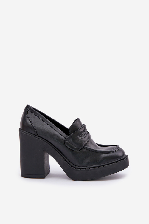 Pumps On Chunky Heel Made Of Eco Leather Black Eminza