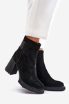 Suede Ankle Boots On Heel Insulated D&A CR42-106 Black