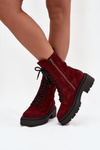Women's Workery Boots Made of Natural Suede with Heating Zazoo 4213 Bordeaux