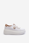 White Women's Leather Platform Sneakers Pernalia