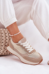 Women's Sports Shoes With Mesh On Platform Khaki Poova