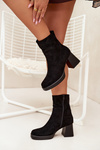 Women's Heeled Boots Made Of Eco Suede With Zipper Black Serinna