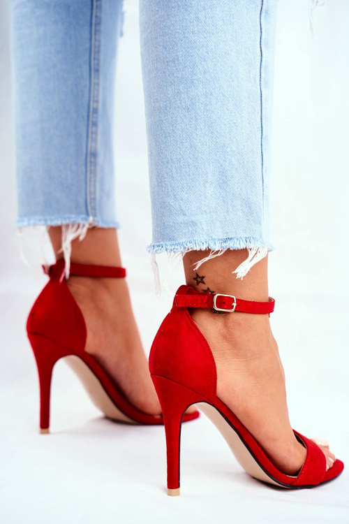 High Heel Suede Sandals Red Liberty