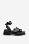 Women's Black Eco Leather Sandals with Straps Eladira