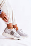 Leather Sport Shoes On Wedge Maciejka 05492-11 Silver