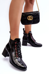 Low-Cut Lace-Up Patent Boots SBarski MR870-66 Black