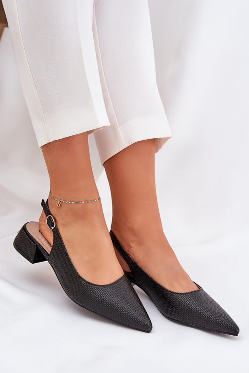 Sandały Na Niskim Obcasie Plecione Z Noskami W Szpic Czarne Jorela 