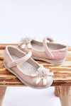 Children's Velcro Ballerinas With Decorative Flower Pink Freya