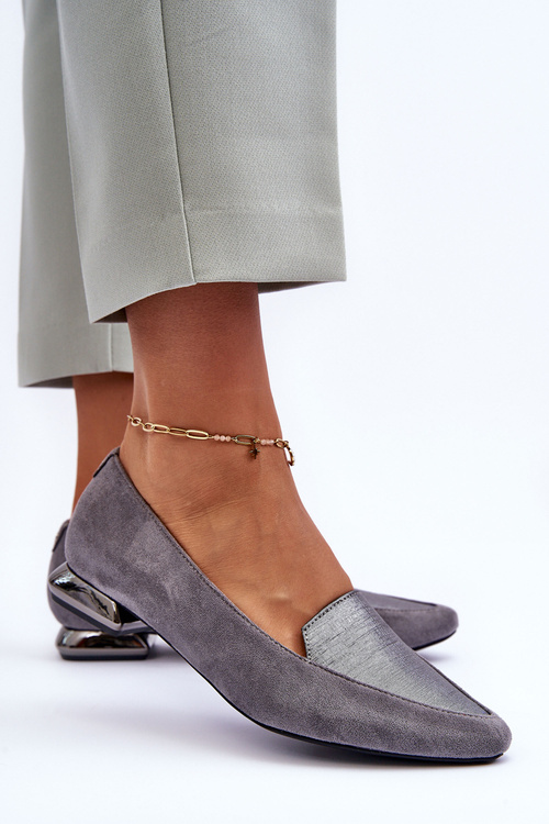 Suede Ballet Flats On A Flat Heel Gray Loxes 