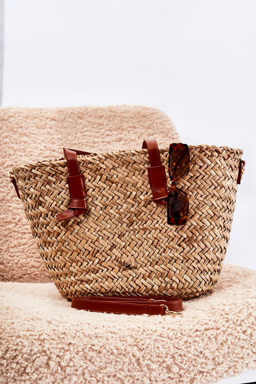 Braided Beach Bag NOBO XM0020-CM17 Beige-Brown