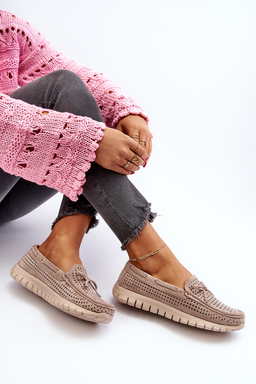 Mokasyny Damskie Kokarda Beżowe Reece 87974